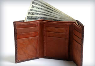 Cash in a wallet.
